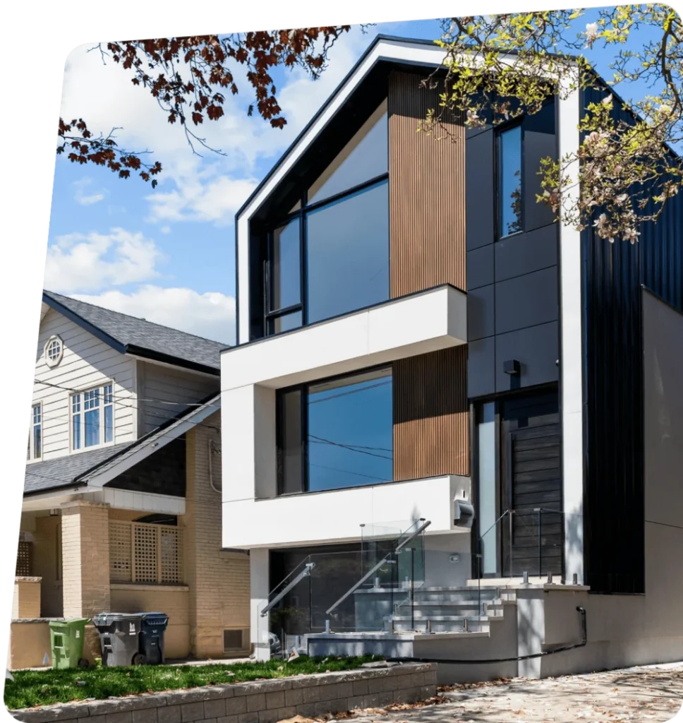 Modern house with large windows and sleek design