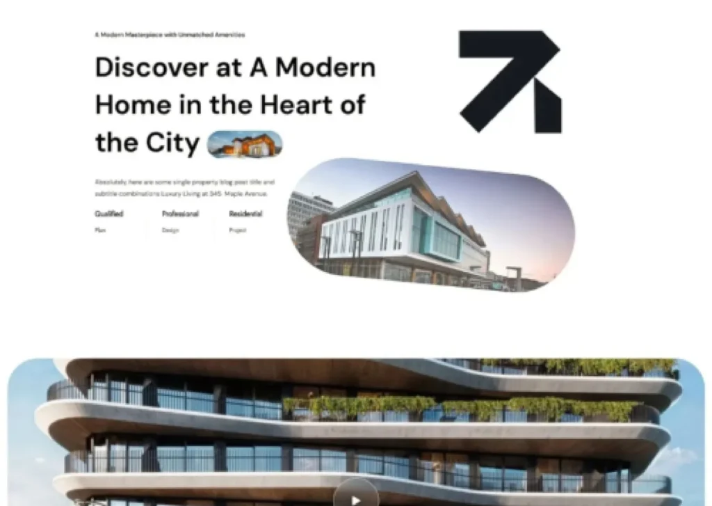 Modern home with unique architecture in the city center.