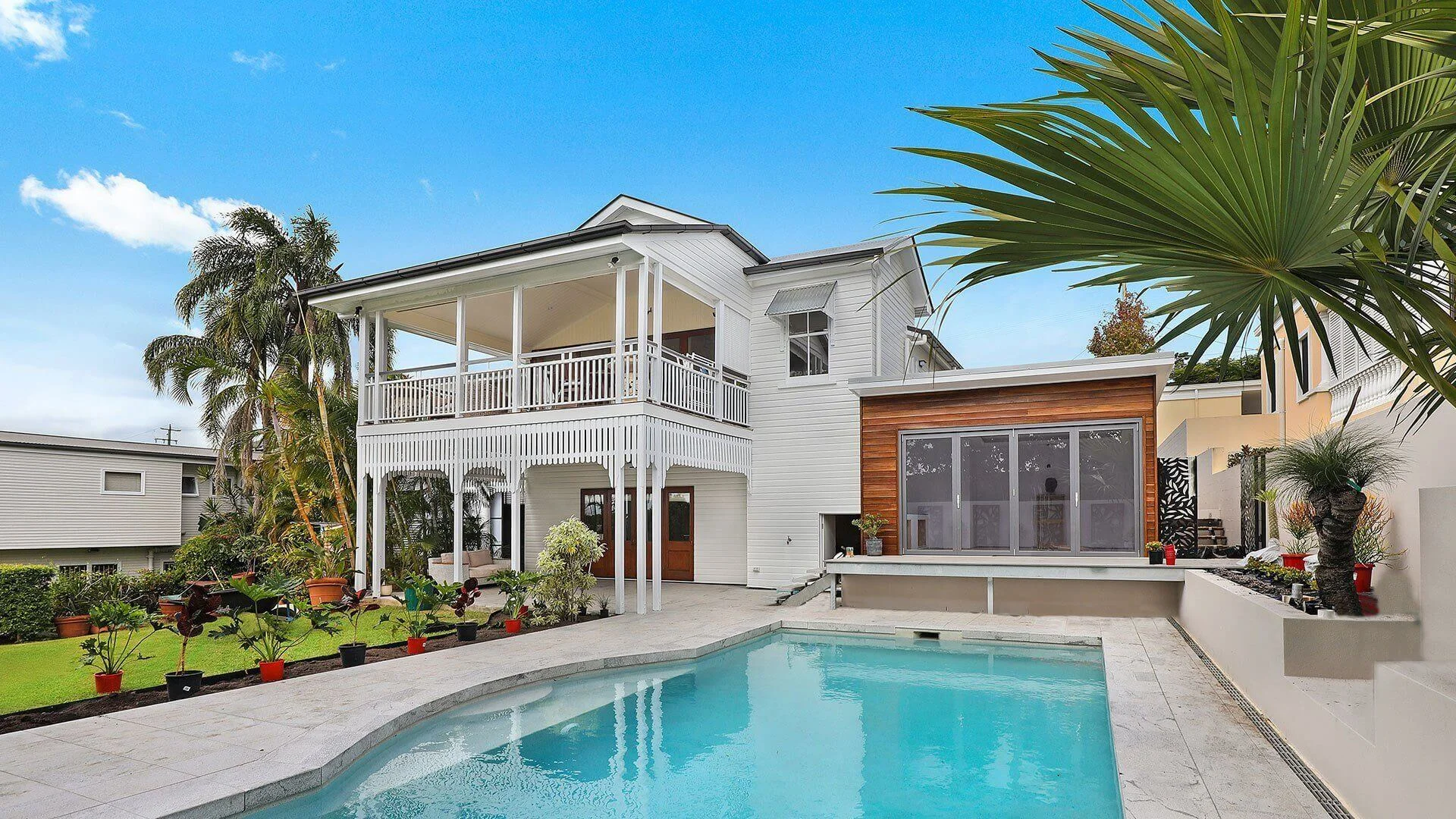 Victorian house with pool and garden